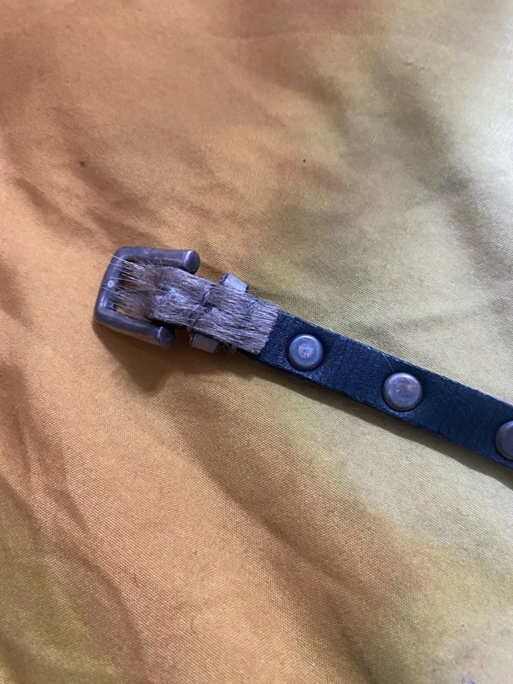 Silver-Tone Metal Leather Watch Strap Band